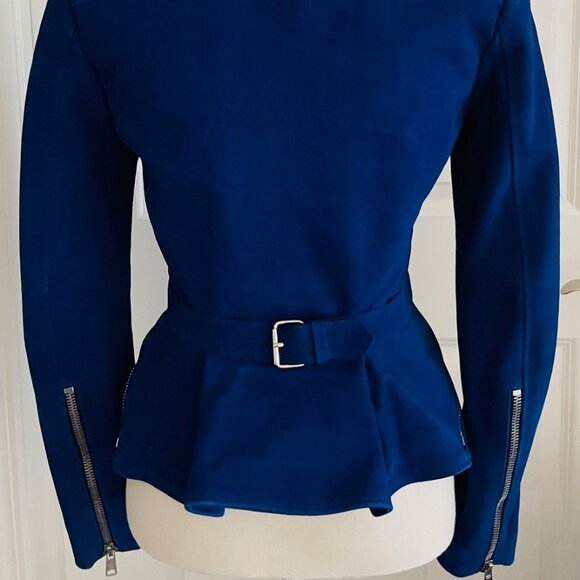 ALEXANDER MCQUEEN COBALT NUBUCK LEATHER MOTO JACKET - SIZE 40 IT - PRISTINE - Picture 9 of 13